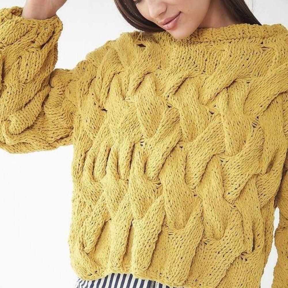 Urban Outfitters Hand Knit Cable Pullover Sweater, XS. Only worn once!